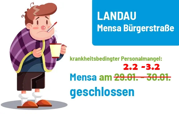 Mensa Bürgerstraße closed on 29 January and 30 January