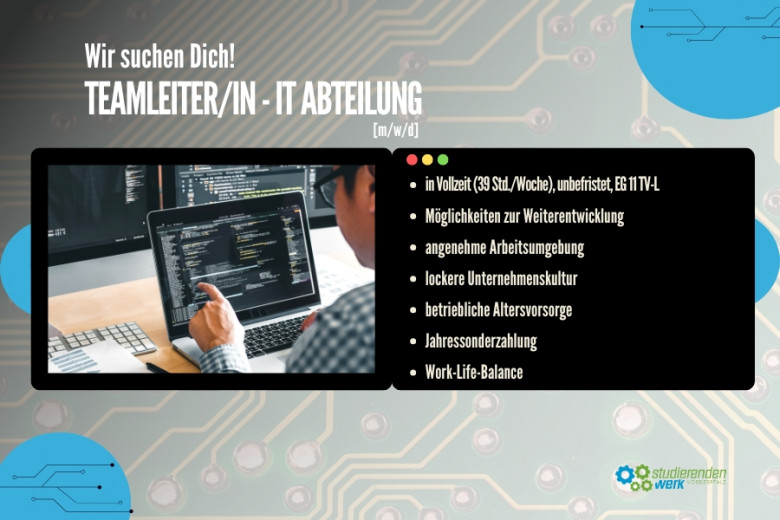 We are looking for you as an Team leader - IT department (m/f/d)