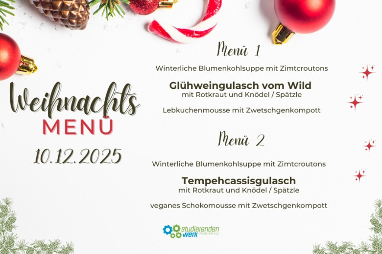 Weihnachtsmenü am 10.12. in allen Mensen